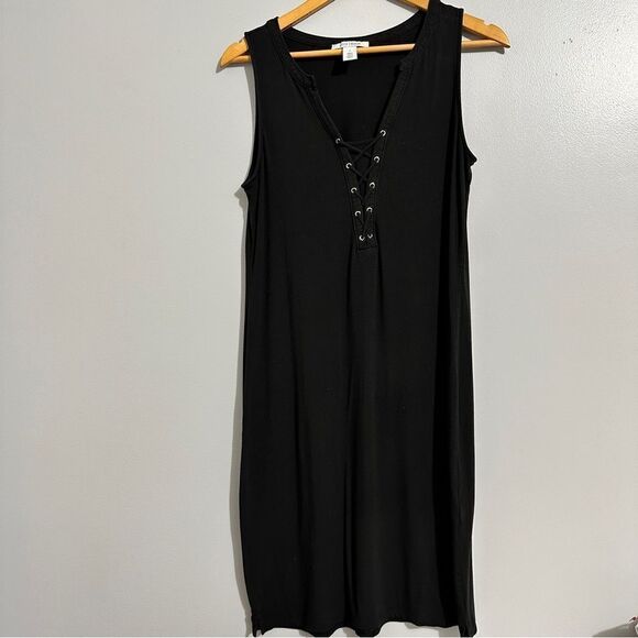 White House Black Market black laced up tank dress size M - Picture 1 of 7